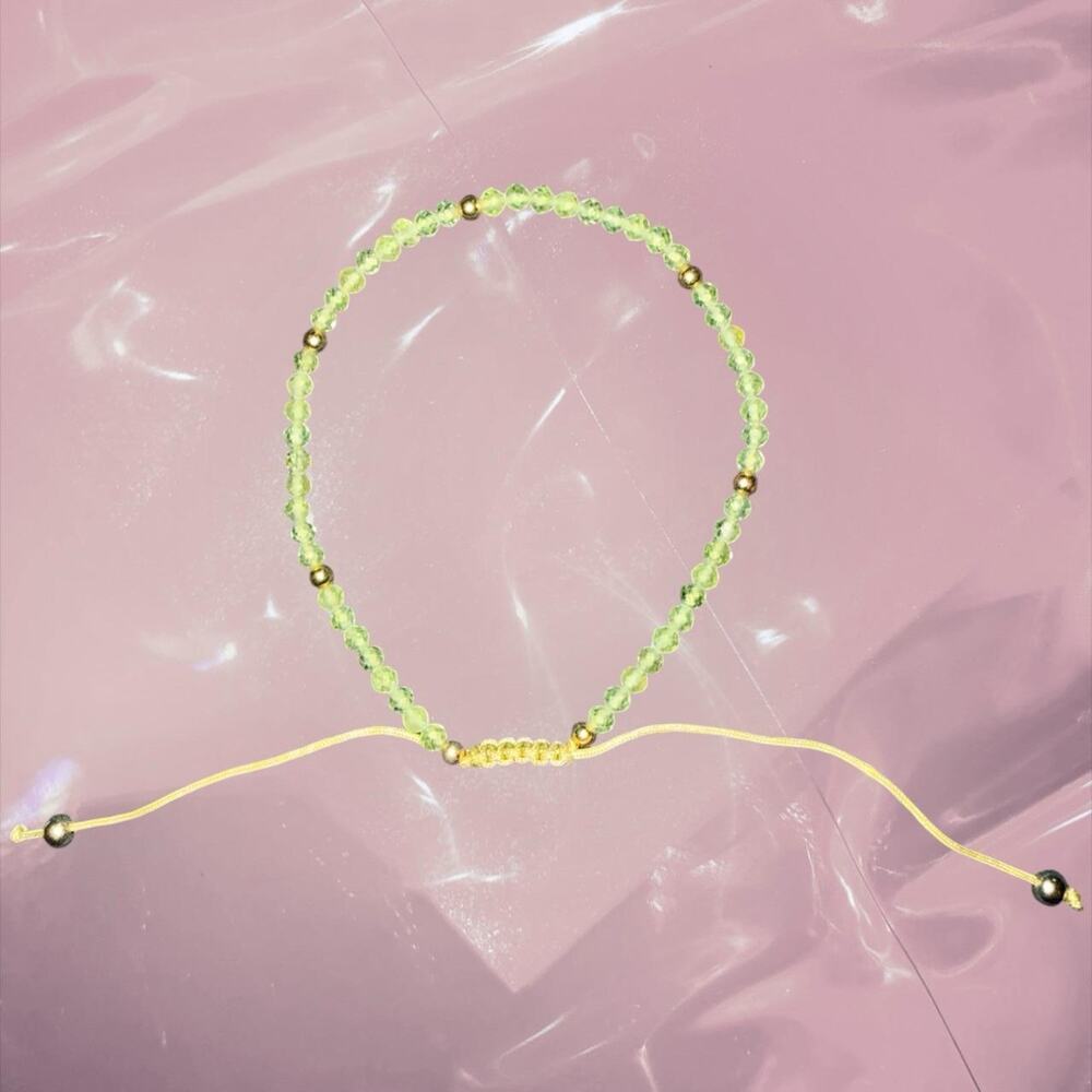 Y2k birthstone green peridot beaded lucky friendship bracelet